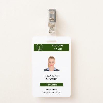 Customizable Teacher & Student ID Card Template Badge