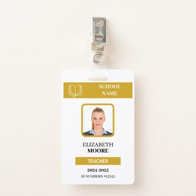 Customizable Teacher & Student ID Card Template Badge