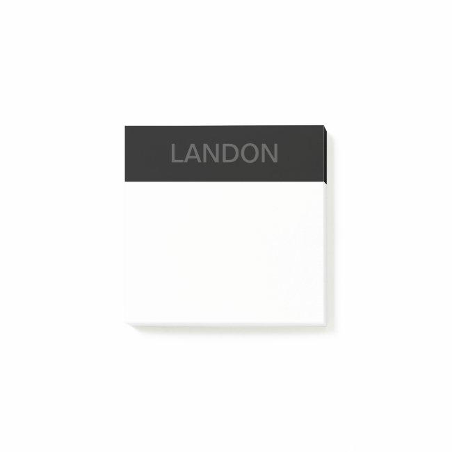 Customizable Text | Bold Modern Black & Dark Grey Post-it Notes