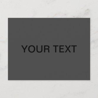 Customizable Text | Bold Modern Black & Dark Grey Postcard