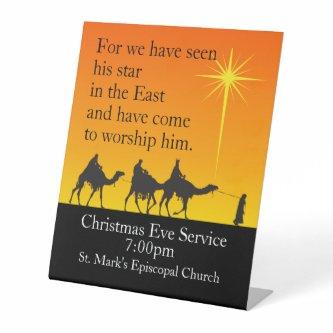 Customizable Three Wise Men Religious Christmas Pedestal Sign
