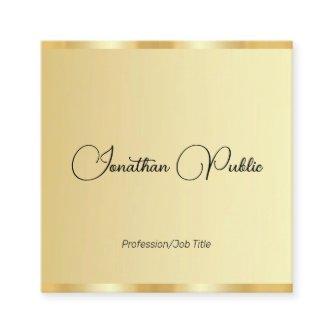 Customizable Typography Script Template Faux Gold Square