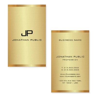 Customize Monogram Elegant Faux Gold Vertical