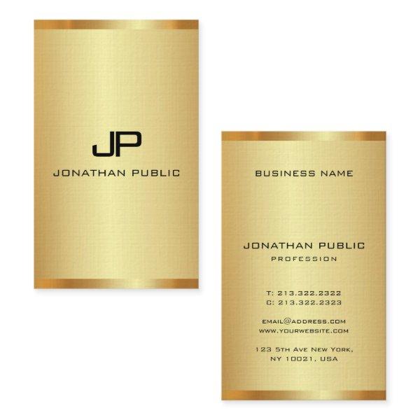 Customize Monogram Elegant Faux Gold Vertical