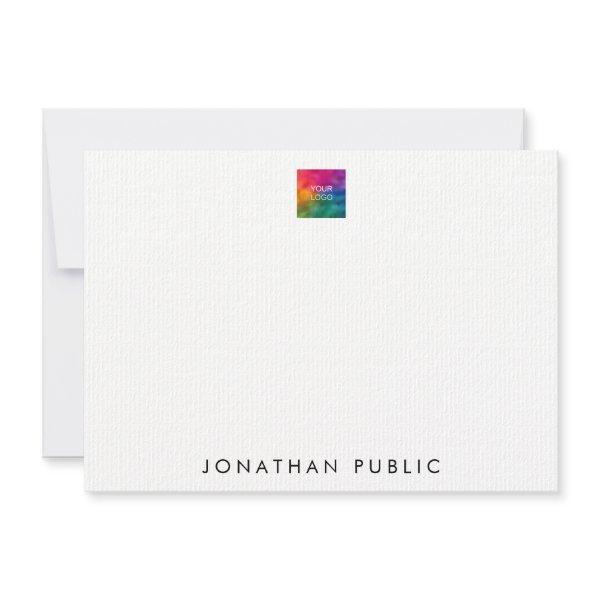 Customize Upload Your Own Logo Here Laid Paper Note Card