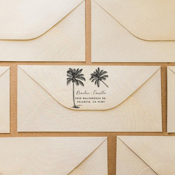 Customize Your Rustic Beach Names+ Return Address Rubber Stamp