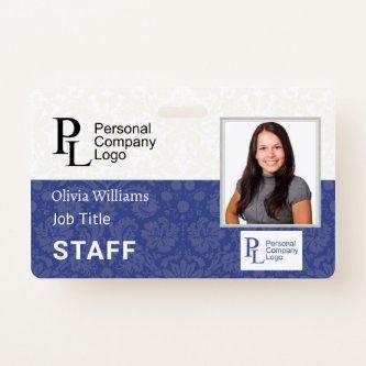 Customized Company Elegant Damask Staff Photo ID Badge