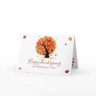 Customized Happy Thanksgiving Autumn tree Card