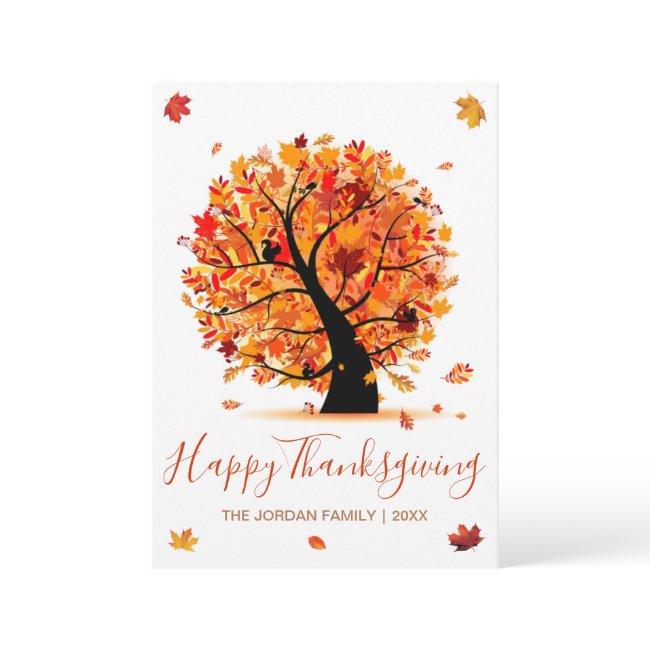 Customized Happy Thanksgiving Autumn tree Holiday Card