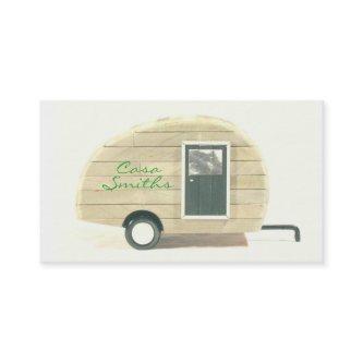 Customized teardrop Vintage camper tan