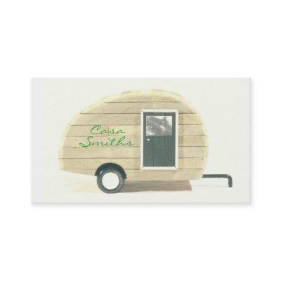 Customized teardrop Vintage camper tan