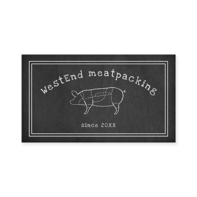 cut pig diagram butcher shop chalkboard