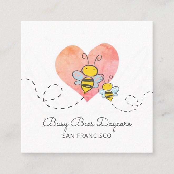 Cute Adorable Busy Bumble Bees Daycare Square