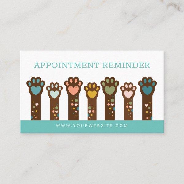 Cute Adorable Heart Shape Animal Pet Paws Appointment Card