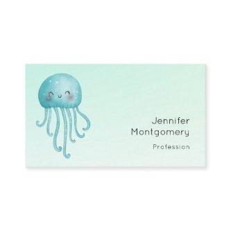 Cute and Happy Blue-Green Jellyfish