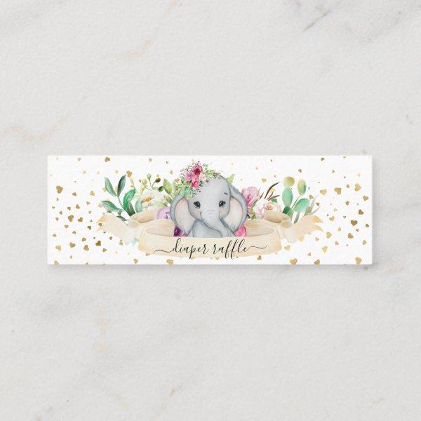 Cute Baby Elephant Diaper Raffle Ticket Card