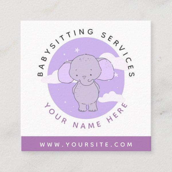 Cute Baby Elephant Kid Daycare Service Babysitter  Square