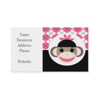 Cute Baby Girl Sock Monkey Pink Black Argyle