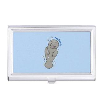 Cute baby manatee with bubbles illustration  case