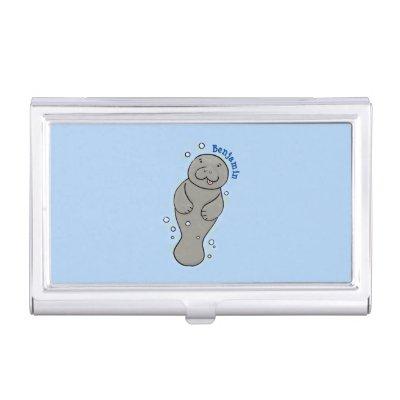 Cute baby manatee with bubbles illustration  case