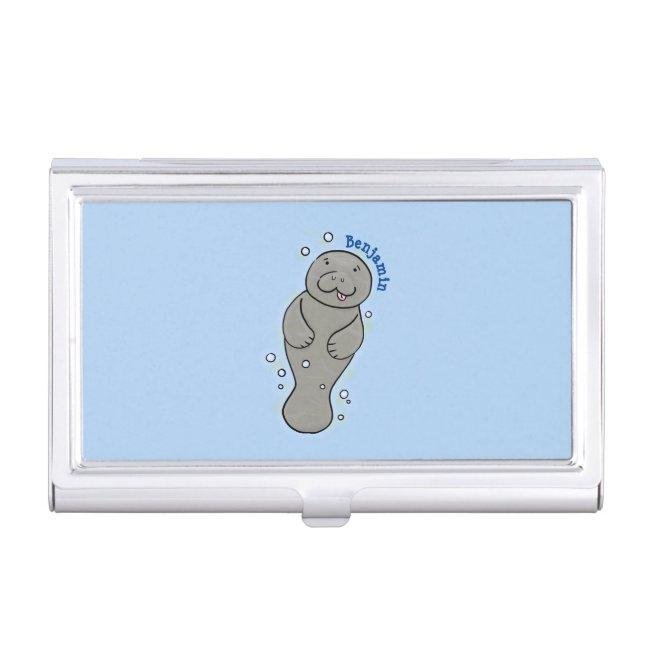 Cute baby manatee with bubbles illustration case
