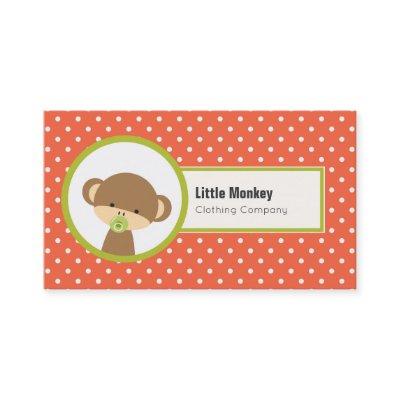 Cute Baby Monkey with a Pacifier on Polka Dots