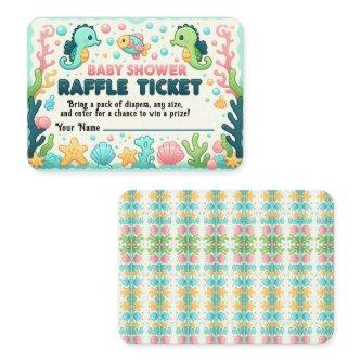 Cute Baby Shower Sea Life Raffle Ticket