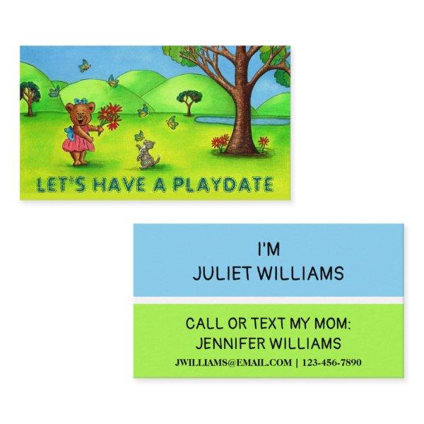Cute Bear & Kitty Mommy Playdate Calling Card