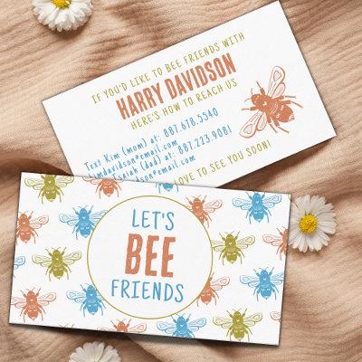 Cute Bee Pattern Play Date Mom Kids Business  Calling Card