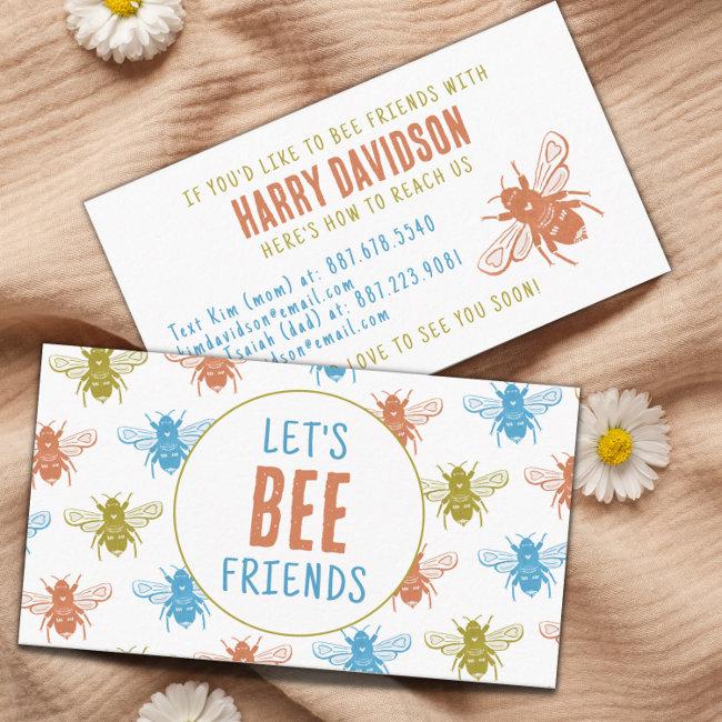 Cute Bee Pattern Play Date Mom Kids Business Calling Card