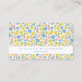 Cute Blue and Yellow Ditsy Floral Modern