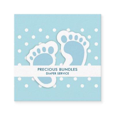 Cute Blue Baby Boy's Feet Illustration Square