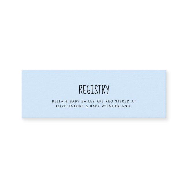 Cute blue Baby shower registry card insert