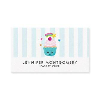 Cute Blue Cupcake with Kawaii Face