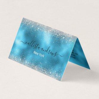 Cute blue silver faux glitter