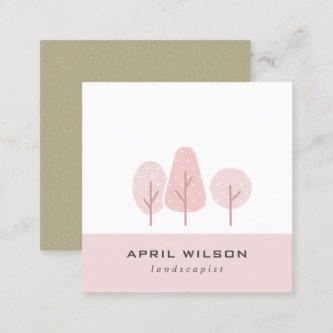CUTE BLUSH PINK TREE TRIO LANDSCAPING SERVICE SQUARE