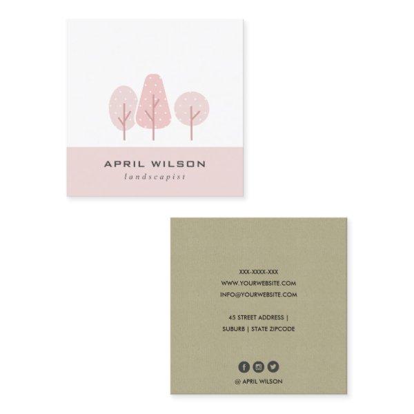 CUTE BLUSH PINK TREE TRIO LANDSCAPING SERVICE SQUARE