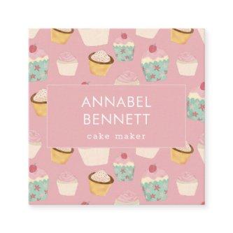 Cute Boho Cupcake Pattern Square
