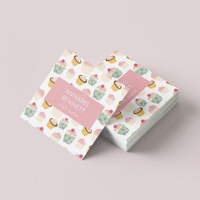 Cute Boho Cupcake Pattern Square