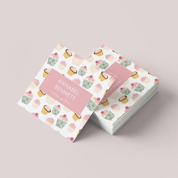 Cute Boho Cupcake Pattern Square