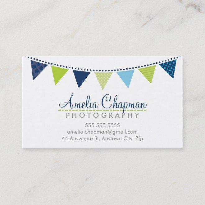 CUTE BRIGHT BUNTING bold party navy blue lime