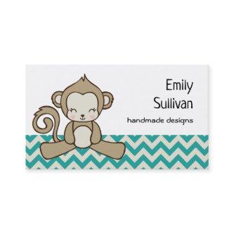 Cute Brown Cartoon Monkey Sitting Down | Kawaii