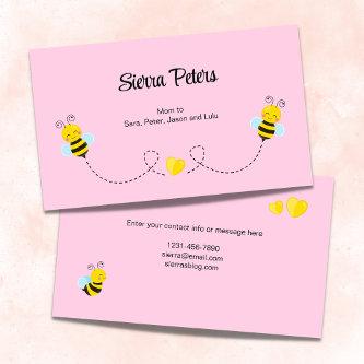 Cute Bumble Bees and Hearts Pink Mom Calling Card