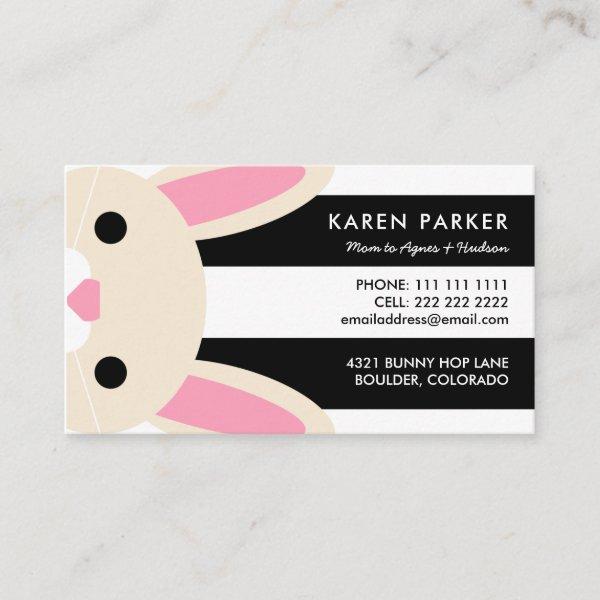Cute Bunny Black Stripes Mommy Card