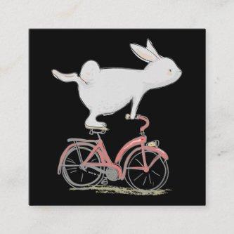 Cute Bunny Rabbit On Bike  Cycling Bicycle Square