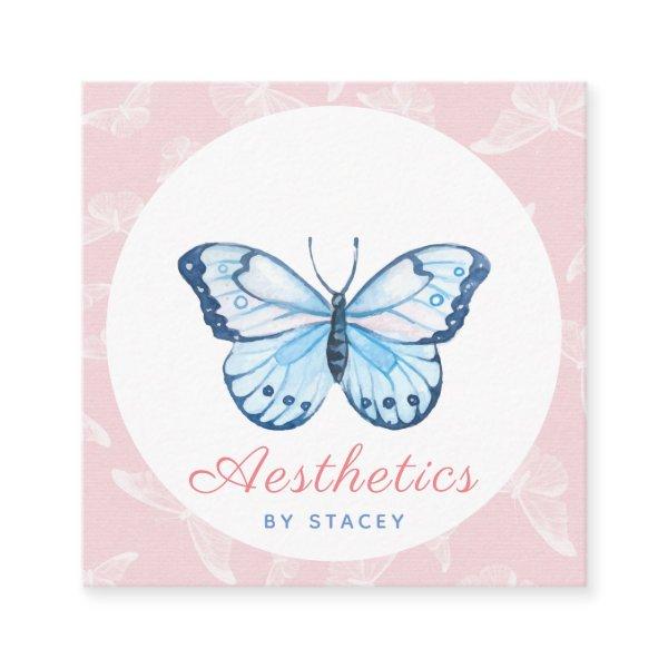 Cute Butterfly Pattern Aesthetics Add QR Code Pink Square