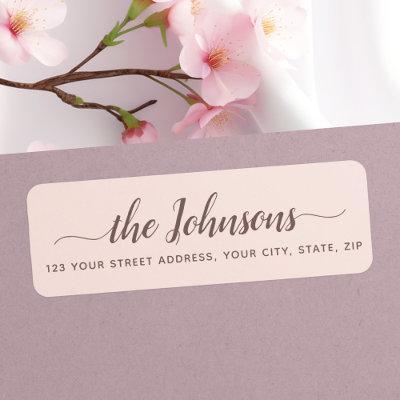 Cute calligraphy script blush pink return address label