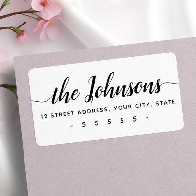 Cute calligraphy script surname return address label