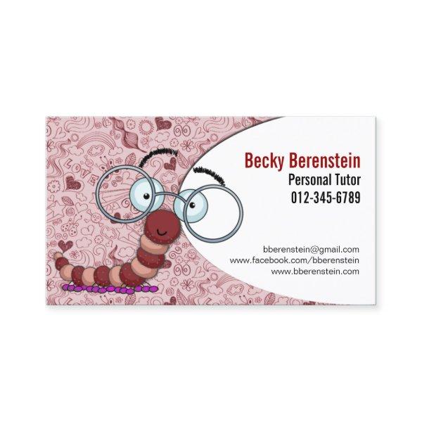 Cute Cartoon Bookworm Tutor Red