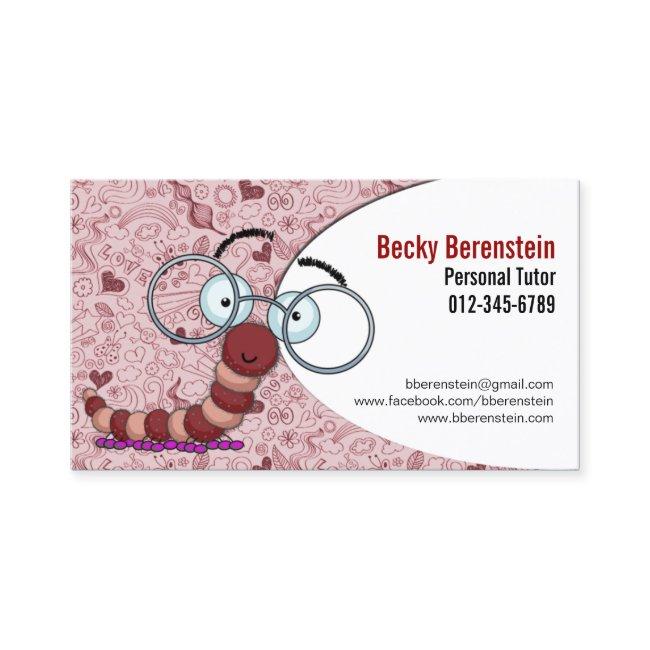 Cute Cartoon Bookworm Tutor Red